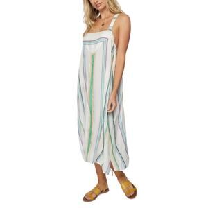 O’Neill Miranda White Striped Midi Dress Flowy Beach Coastal Summer Size Small